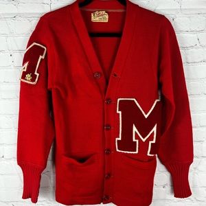 Vintage Shakers Co Stadium Wool Wrestling Stitched Cardigan Sweater